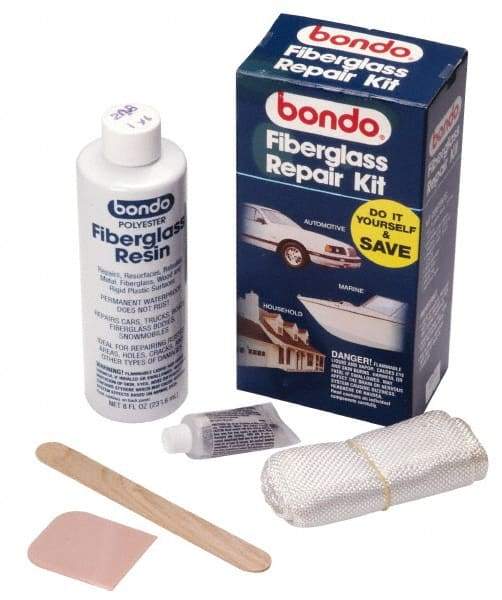 3M - 7 Piece Fiberglass Repair Kit - 8 oz Fiberglass Resin, .2 oz Liquid Hardener Plastic Spreader, 3 Sq Ft Fiberglass Cloth, Mixing Stick, Mixing Tray, Instructions Booklet - Strong Tooling