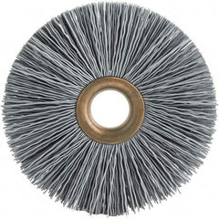 Brush Research Mfg. - 4" OD, 5/8" Arbor Hole, Crimped Abrasive Nylon Wheel Brush - 3/4" Face Width, 1-7/16" Trim Length, 20,000 RPM - Strong Tooling