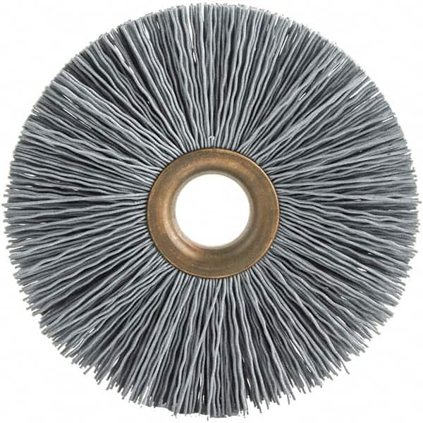 Brush Research Mfg. - 3-1/2" OD, 5/8" Arbor Hole, Crimped Abrasive Nylon Wheel Brush - 3/4" Face Width, 3/16" Trim Length, 20,000 RPM - Strong Tooling