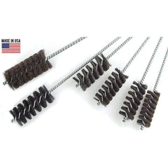 Brush Research Mfg. - 3" Diam Helical Natural Bristle Tube Brush - Single Spiral, 0.012" Filament Diam, 4" Brush Length, 18" OAL, 0.292" Diam Galvanized Steel Shank - Strong Tooling