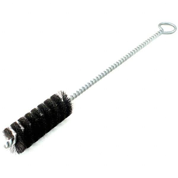 Brush Research Mfg. - 5/16" Diam Helical Natural Bristle Tube Brush - Single Spiral, 0.006" Filament Diam, 2" Brush Length, 8" OAL, Galvanized Steel Shank - Strong Tooling