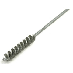 Brush Research Mfg. - 1/2" Diam Helical Steel Tube Brush - Single Spiral, 0.006" Filament Diam, 2-1/2" Brush Length, 12" OAL, 0.168" Diam Galvanized Steel Shank - Strong Tooling