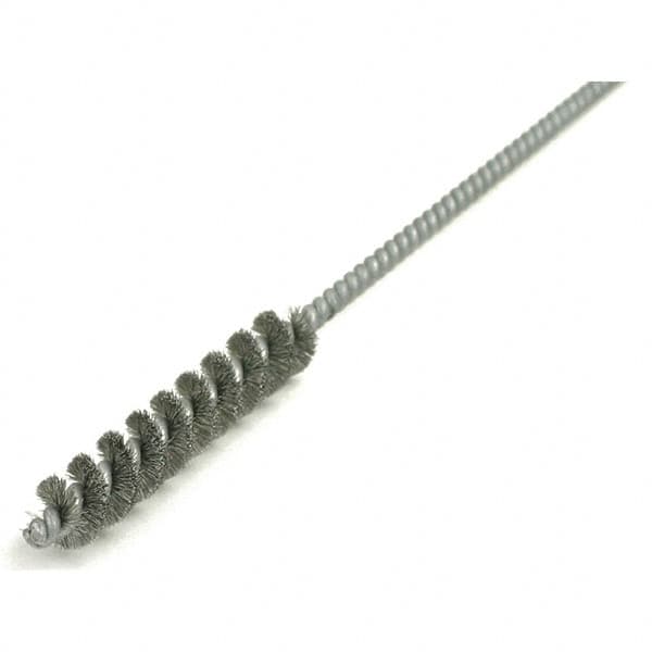 Brush Research Mfg. - 5/16" Diam Helical Steel Tube Brush - Single Spiral, 0.006" Filament Diam, 2-1/2" Brush Length, 12" OAL, 0.168" Diam Galvanized Steel Shank - Strong Tooling