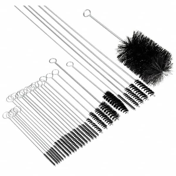 Brush Research Mfg. - 3/4" Diam Helical Nylon Tube Brush - Single Spiral, 0.028" Filament Diam, 3" Brush Length, 14" OAL, 0.245" Diam Galvanized Steel Shank - Strong Tooling