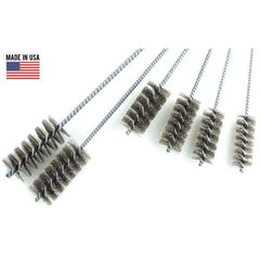 Brush Research Mfg. - 3" Diam Helical Steel Tube Brush - Single Spiral, 0.012" Filament Diam, 4" Brush Length, 18" OAL, 0.292" Diam Galvanized Steel Shank - Strong Tooling