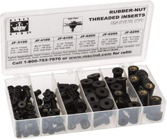 RivetKing 115 Piece #8-32 to 1/4-20 Thread Neoprene Well Nut Assortment 5/16 to 1/2" Body Diam, Includes #10-32 x 3/8, #8-32 x 5/16 & 1/4-20 x 1/2 - Strong Tooling