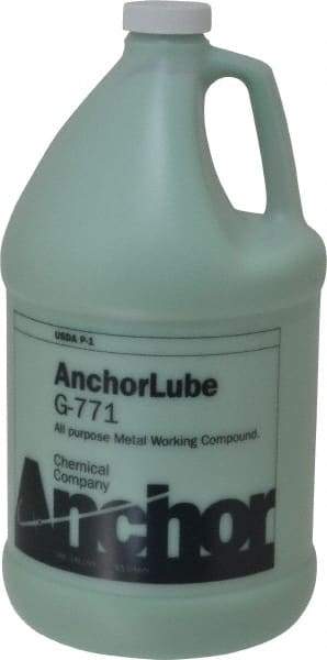 Made in USA - Anchorlube G-771, 1 Gal Bottle Cutting Fluid - Water Soluble, For Broaching, Counterboring, Drawing, Drilling, Engraving, Fly-Cutting, Hole Extruding, Milling, Piercing, Punching, Sawing, Seat Forming, Spot Facing, Tapping - Strong Tooling