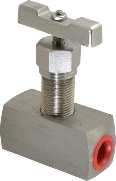 Value Collection - 1/2" Pipe, Inline Hard Seat Needle Valve - FNPT x FNPT Ends, Grade 316 Stainless Steel Valve, 10,000 Max psi - Strong Tooling