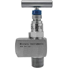 Value Collection - 1/2" Pipe, Angled Hard Seat Needle Valve - FNPT x FNPT Ends, Grade 316 Stainless Steel Valve, 10,000 Max psi - Strong Tooling