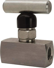 Made in USA - 1/4" Pipe, Inline Miniature Needle Valve - FNPT x FNPT Ends, Alloy Valve, 6,000 Max psi - Strong Tooling