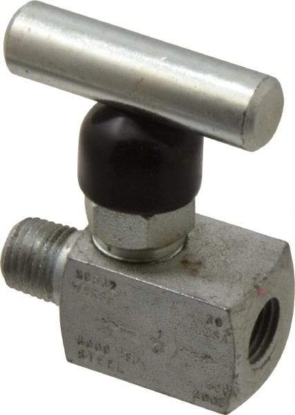 Made in USA - 1/4" Pipe, Inline Miniature Needle Valve - MNPT x FNPT Ends, Alloy Valve, 6,000 Max psi - Strong Tooling