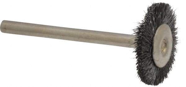 Osborn - 3/4" OD, 1/8" Shank Diam, Crimped Steel Wheel Brush - 0.003" Filament Diam, 25,000 RPM - Strong Tooling