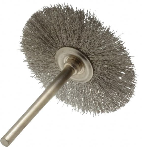 Osborn - 1-1/2" OD, 1/8" Shank Diam, Crimped Stainless Steel Wheel Brush - 0.005" Filament Diam, 25,000 RPM - Strong Tooling