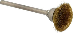 Osborn - 9/16" Diam, 1/8" Shank Straight Wire Brass Cup Brush - 0.003" Filament Diam, 25,000 Max RPM - Strong Tooling