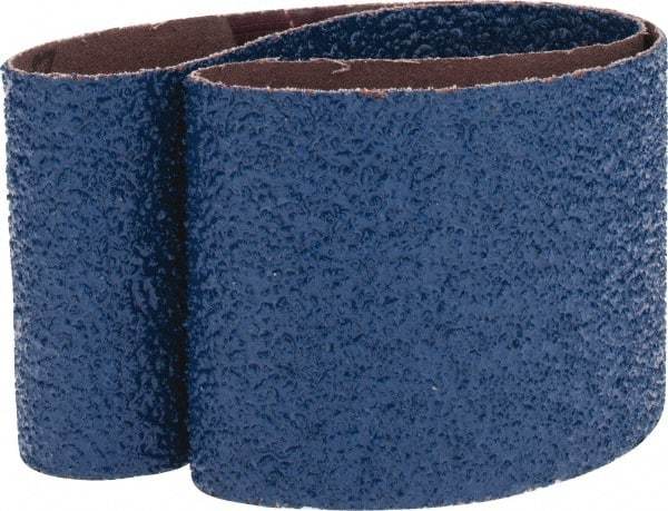 Made in USA - 3" Wide x 24" OAL, 24 Grit, Zirconia Alumina Abrasive Belt - Zirconia Alumina, Very Coarse, Coated, X Weighted Cloth Backing - Strong Tooling