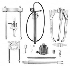 OTC - 18 Piece, 20" Spread, Hydraulic Puller Set - 3 Jaws, 41" OAL, 18-1/2" Reach - Strong Tooling