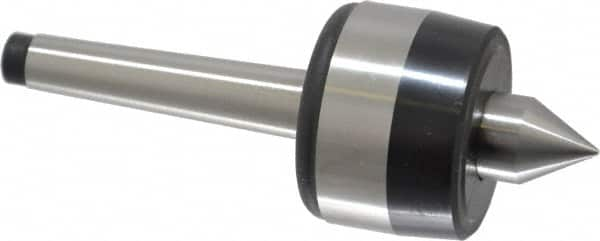 Bison - MT1 Taper Shank, 1-1/2" Head Diam 220 Lb Capacity Live Center - 5,000 Max RPM, 0.59" Point Diam, 0.7" Point Len, 220 Lb Max Workpc, 4.07" OAL, 0.7" Long Tip, Standard Point - Strong Tooling