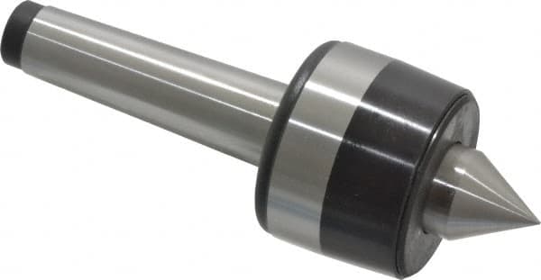 Bison - MT3 Taper Shank, 2.2" Head Diam 925 Lb Capacity Live Center - 4,000 Max RPM, 0.98" Point Diam, 1.12" Point Len, 925 Lb Max Workpc, 6.14" OAL, 1.12" Long Tip, Standard Point - Strong Tooling