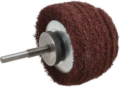 Superior Abrasives - 3" Diam x 2" Thick, Mounted Polishing Wheel - Medium Grade, 1/4" Shank Diam - Strong Tooling