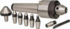 Interstate - 7 Point, 200 Lb Max Workpiece, 7-3/4" OAL, 1-29/32" Head Diam, Tool Steel, Live Center & Point Set - 4MT Taper, Interchangeable - Strong Tooling