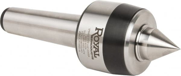 Royal Products - MT5 Taper Shank, 3.45" Head Diam 8,960 Lb Capacity Live Center - 3,500 Max RPM, 2.81" Head Length, 1-1/4" Point Diam, 1.84" Point Len, 3,260 Lb Max Workpc, 10-1/4" OAL, Standard Point - Strong Tooling