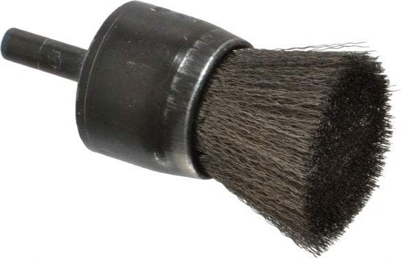 Osborn - 1" Brush Diam, Crimped, End Brush - 1/4" Diam Shank, 20,000 Max RPM - Strong Tooling