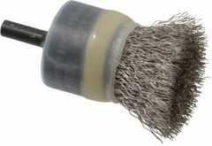 Osborn - 1" Brush Diam, Crimped, End Brush - 1/4" Diam Shank, 20,000 Max RPM - Strong Tooling