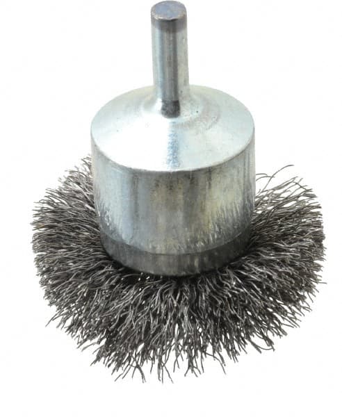 Osborn - 2" Brush Diam, Crimped, End Brush - 1/4" Diam Shank, 15,000 Max RPM - Strong Tooling