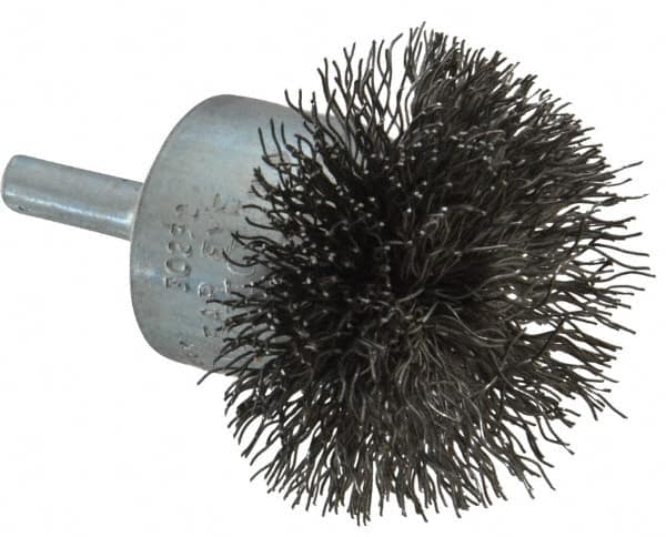 Osborn - 2" Brush Diam, Crimped, End Brush - 1/4" Diam Shank, 15,000 Max RPM - Strong Tooling