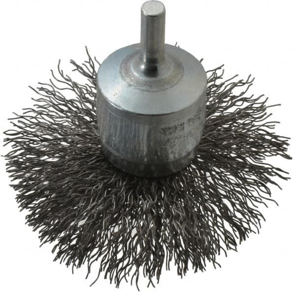 Osborn - 3" Brush Diam, Crimped, End Brush - 1/4" Diam Shank, 15,000 Max RPM - Strong Tooling