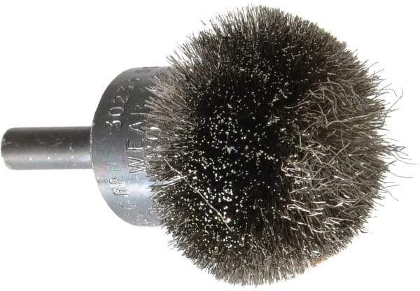 Osborn - 1-1/2" Brush Diam, Crimped, End Brush - 1/4" Diam Shank, 15,000 Max RPM - Strong Tooling