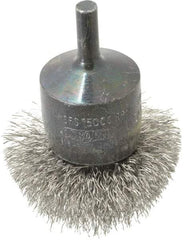 Osborn - 2" Brush Diam, Crimped, End Brush - 1/4" Diam Shank, 15,000 Max RPM - Strong Tooling