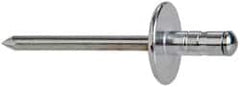 RivetKing - Size 62-64 Large Flange Head Aluminum Multi Grip Blind Rivet - Steel Mandrel, 0.062" to 1/4" Grip, 0.612" Head Diam, 0.192" to 0.196" Hole Diam, 0.519" Length Under Head, 3/16" Body Diam - Strong Tooling