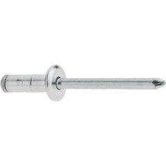 RivetKing - Size 52-54 Large Flange Head Aluminum Multi Grip Blind Rivet - Steel Mandrel, 0.047" to 0.276" Grip, 1/2" Head Diam, 0.16" to 0.164" Hole Diam, 0.512" Length Under Head, 5/32" Body Diam - Strong Tooling