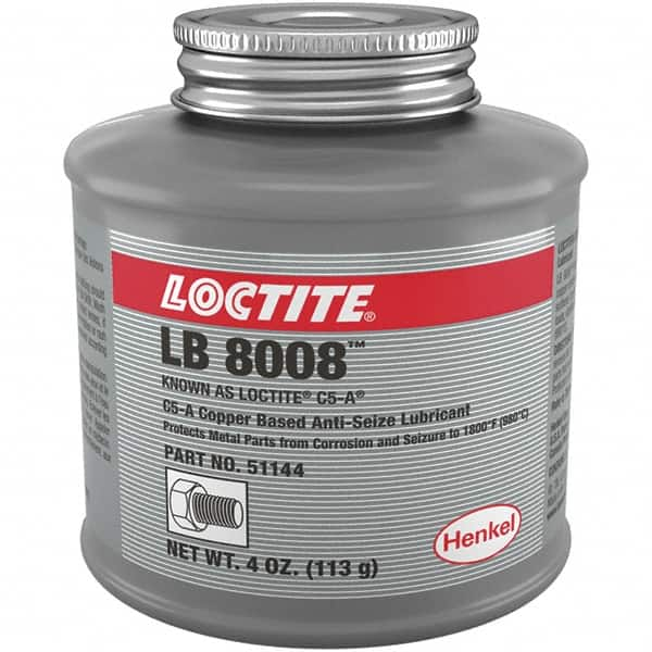 Loctite - 4 oz Can High Temperature Anti-Seize Lubricant - Copper/Graphite, -29 to 1,800°F, Copper Colored, Water Resistant - Strong Tooling