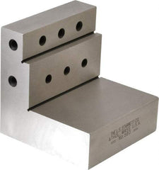 Starrett - 3" Wide x 3" Deep x 3" High Steel Precision-Ground Angle Plate - Stepped Plate, Machined Holes on Surface, Open End, Single Plate - Strong Tooling