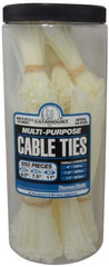 Thomas & Betts - 4 to 11 Inch Range, White Cable Ties - 3 Inch Bundle Diameter, 18, 40 and 50 Lb. Strength, Nylon - Strong Tooling