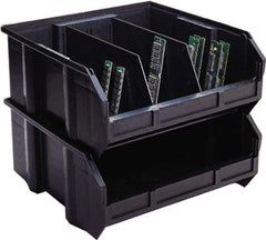 Quantum Storage - 50 Lb. Load Capacity, 10-3/4" Deep, Black Polypropylene Hopper Stacking Bin - 7" High x 8-1/4" Wide x 10-3/4" Long - Strong Tooling