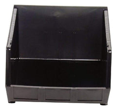 Quantum Storage - 75 Lb. Load Capacity, 18" Deep, Black Polypropylene Hopper Stacking Bin - 11" High x 16-1/2" Wide x 18" Long - Strong Tooling