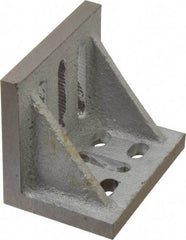 Interstate - 3-1/2" Wide x 2-1/2" Deep x 3" High Cast Iron Partially Machined Angle Plate - Slotted Plate, Through-Slots on Surface, Webbed, Single Plate - Strong Tooling