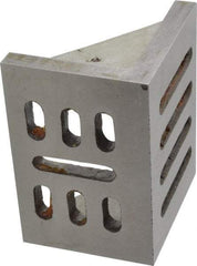 Interstate - 4-1/2" Wide x 3" Deep x 3-1/2" High Cast Iron Partially Machined Angle Plate - Slotted Plate, Through-Slots on Surface, Webbed, Single Plate - Strong Tooling