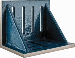 Interstate - 12" Wide x 8" Deep x 9" High Cast Iron Partially Machined Angle Plate - Slotted Plate, Through-Slots on Surface, Webbed, Single Plate - Strong Tooling