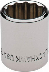 Blackhawk by Proto - 3/8" Drive, Standard Hand Socket - 12 Points, 1" OAL, Chrome Finish - Strong Tooling