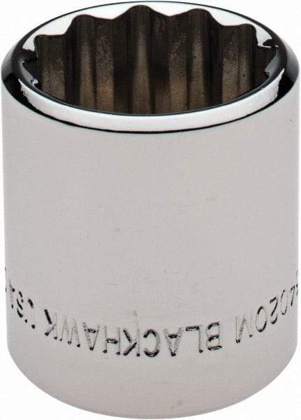 Blackhawk by Proto - 3/8" Drive, Standard Hand Socket - 12 Points, 1-13/64" OAL, Chrome Finish - Strong Tooling