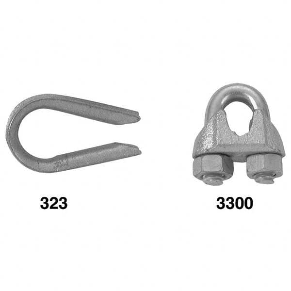 Campbell - Wire Rope Hardware & Accessories Type: Wire Rope Thimble Clip For Rope Diameter: 1/8 (Inch) - Strong Tooling