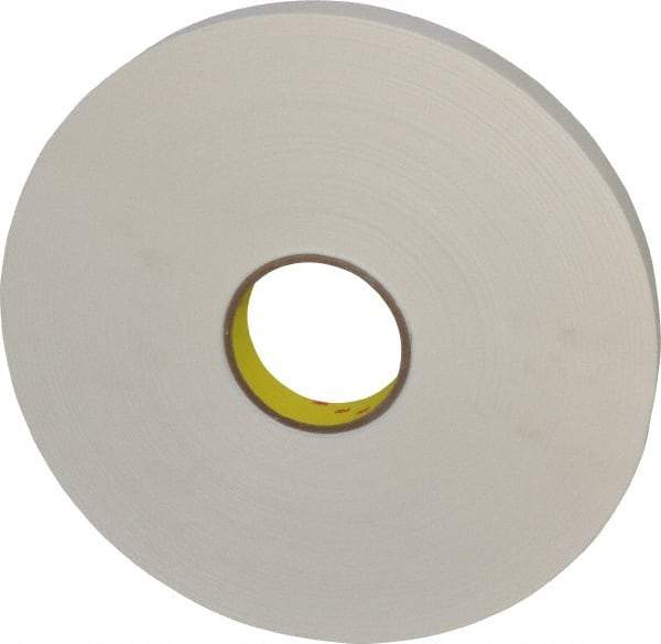 3M - 1" x 72 Yd Rubber Adhesive Double Sided Tape - 1/32" Thick, White, Polyethylene Foam Liner, Continuous Roll, Series 4462W - Strong Tooling