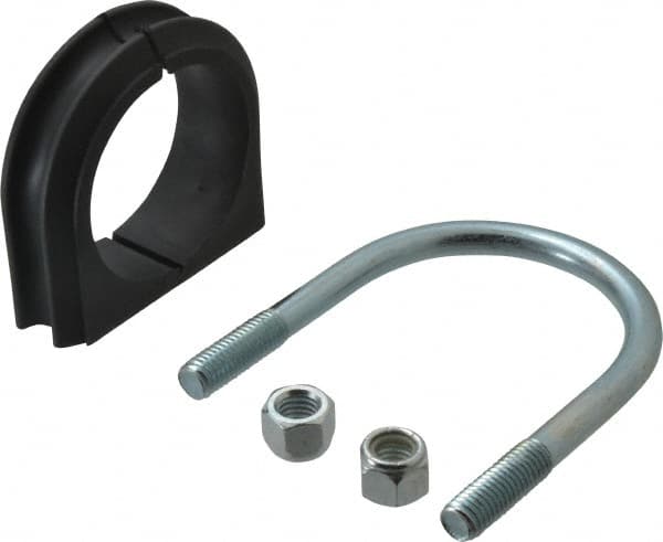 ZSI - 2-1/2" Pipe, Steel U Bolt Clamp with Cushion - Electro Galvanized, 1" Panel Thickness - Strong Tooling