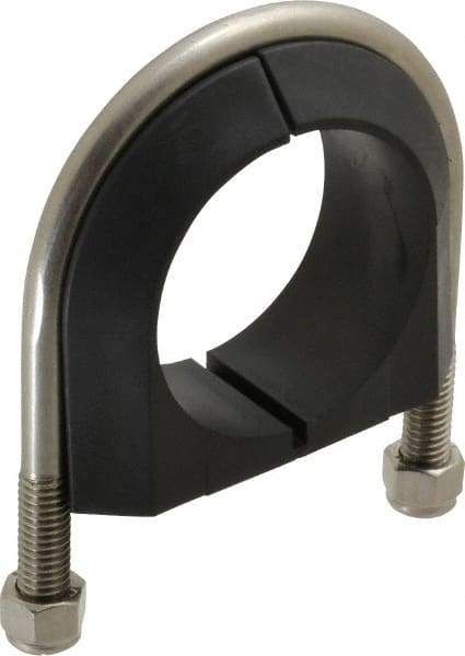 ZSI - 2" Pipe, Grade 316 Stainless Steel U Bolt Clamp with Cushion - 3/4" Panel Thickness - Strong Tooling