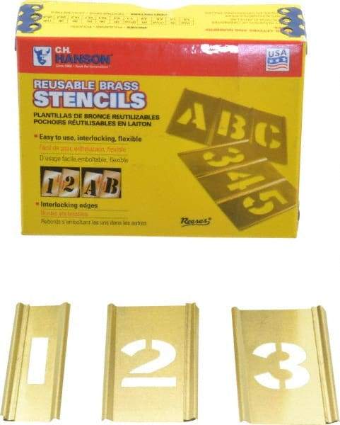 C.H. Hanson - 15 Piece, 1 Inch Character Size, Brass Stencil - Contains Figure Set - Strong Tooling