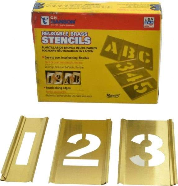 C.H. Hanson - 15 Piece, 1-1/2 Inch Character Size, Brass Stencil - Contains Figure Set - Strong Tooling